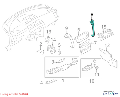 09-14 NISSAN MURANO DASH RIGHT TRIM PANEL W/ HAZARD BUTTON SWITCH 689301AA0A OEM