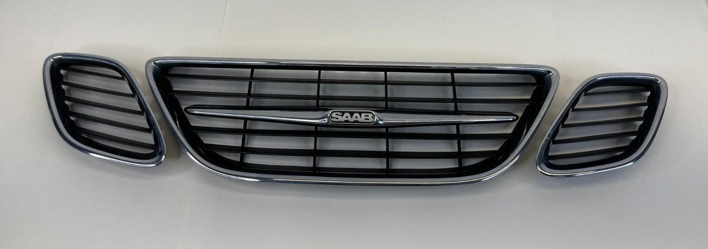 2003-2007 Saab 9-3 Sedan Front Bumper Radiator Center Grille Set of 3 12787228