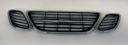 2003-2007 Saab 9-3 Sedan Front Bumper Radiator Center Grille Set of 3 12787228