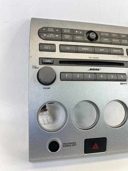 05 06 NISSAN ARMADA CD RADIO PLAYER RECEIVER CLIMATE HEATER CONTROL BEZEL PANEL
