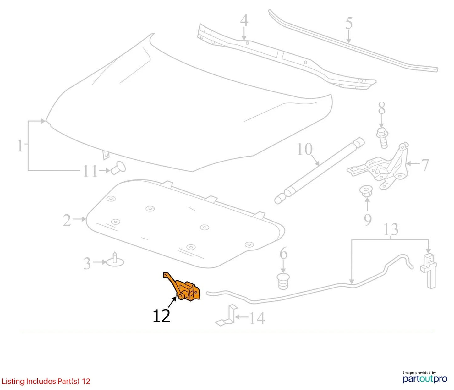 2013 2014 2015 CHEVROLET CHEVY MALIBU HOOD LOCK LATCH RELEASE ACTUATOR OEM
