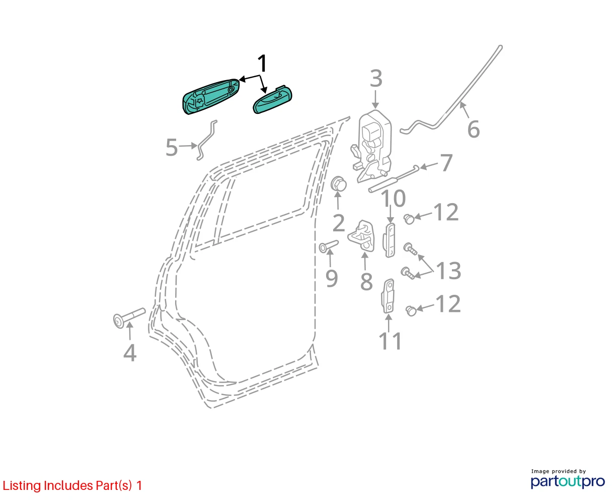2004-2009 DODGE DURANGO REAR RIGHT SIDE EXTERIOR DOOR HANDLE ASSEMBLY 55362214AA
