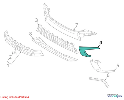 2016-2019 MITSUBISHI OUTLANDER SPORT FRONT RIGHT BUMPER MOLDING GARNISH 6407A170