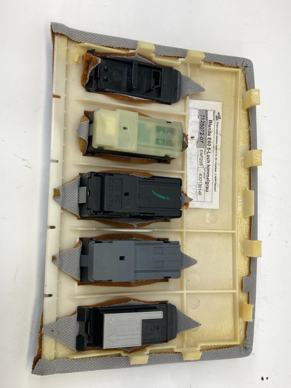 09 10 BMW 535i xDrive Overhead Headliner Trim Panel Sunroof Switch 712507207 OEM