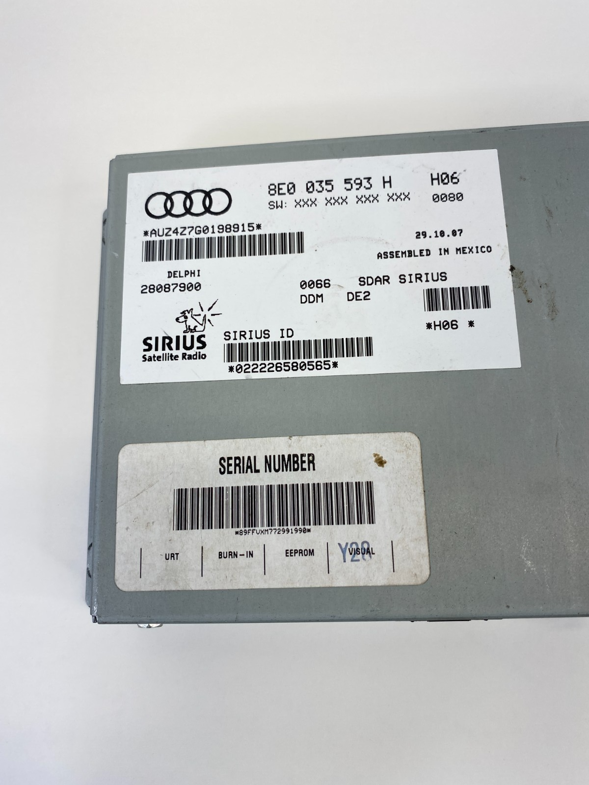 2007 2008 Audi A4 Quattro Sirius Satellite Radio Module 8E0-035-593H OEM