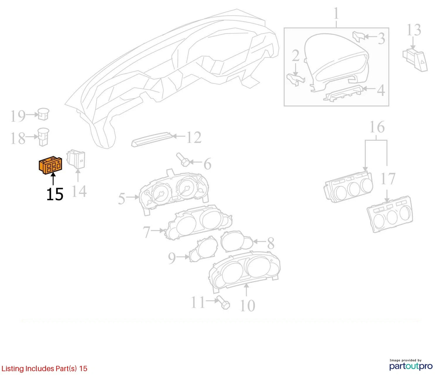 2011-2013 MAZDA 6 MAZDA6 TRACTION CONTROL BSM OFF BLIND SPOT MONITOR INFO SWITCH