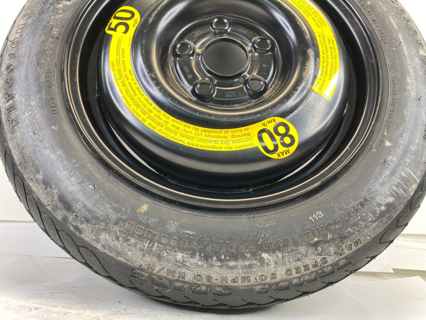 1999-2001 Audi A4 Emergency Spare Tire Wheel Compact Donut T125/90R15 96M