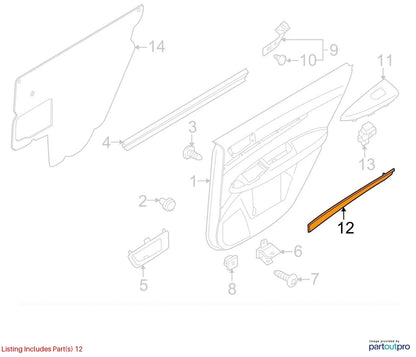 10-13 SUBARU LEGACY REAR LEFT BACK SIDE INTERIOR DOOR MOLDING TRIM 94228AJ05A