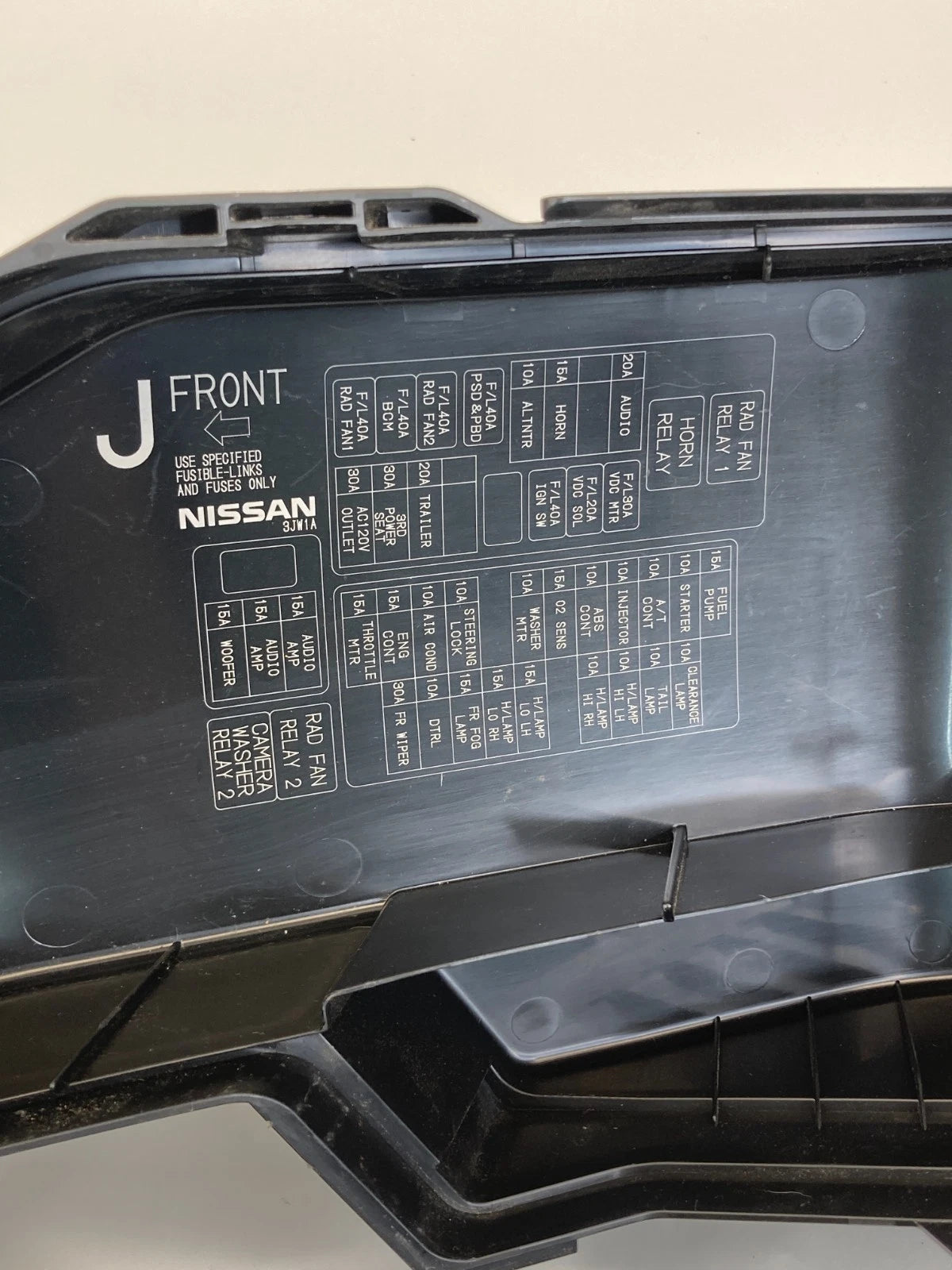 2013-2017 NISSAN QUEST ENGINE FUSE RELAY BOX COVER LID 3JW1A OEM