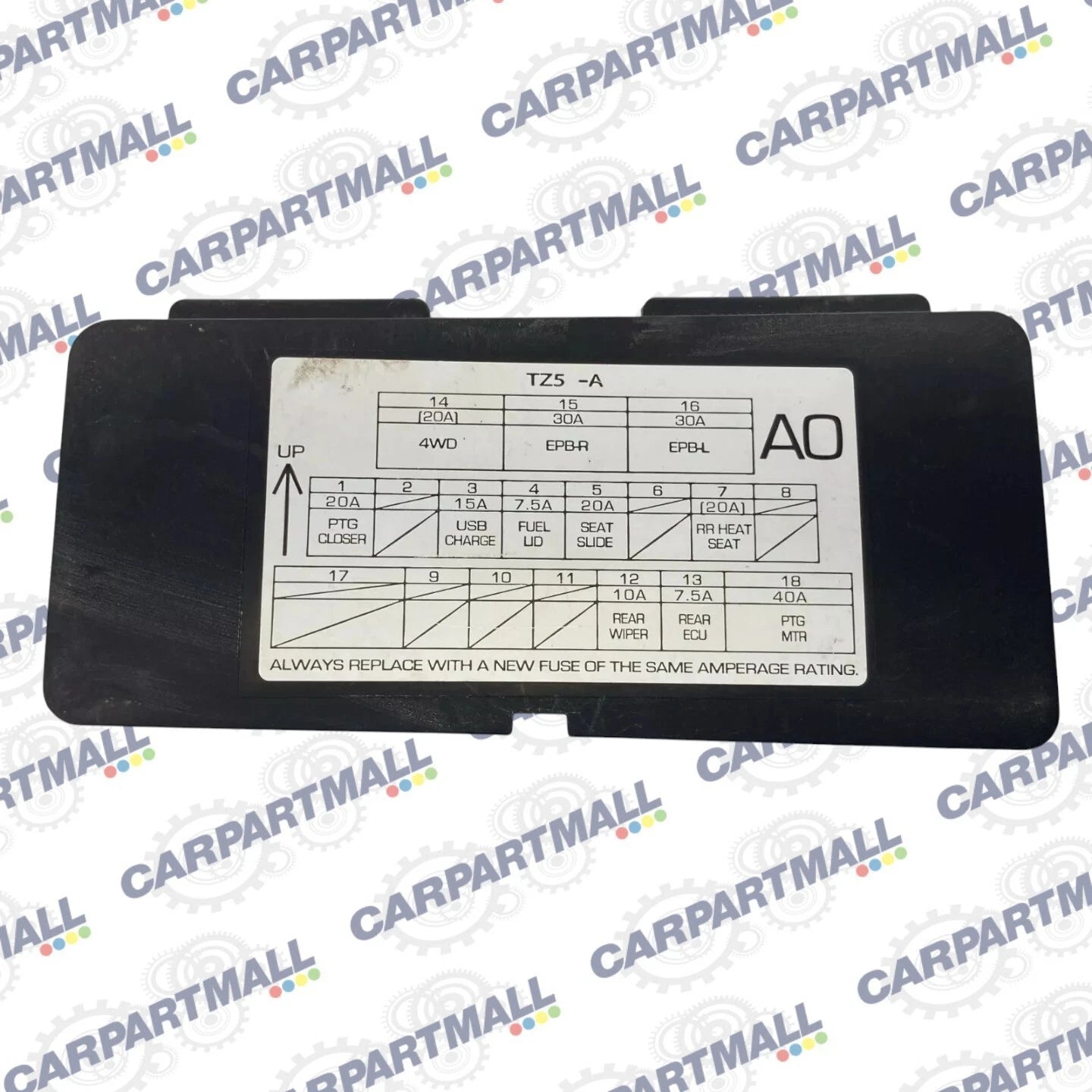 17-20 ACURA MDX REAR QUARTER PANEL LEFT FUSE BOX ACCESS COVER 84666-TZ5A-A010