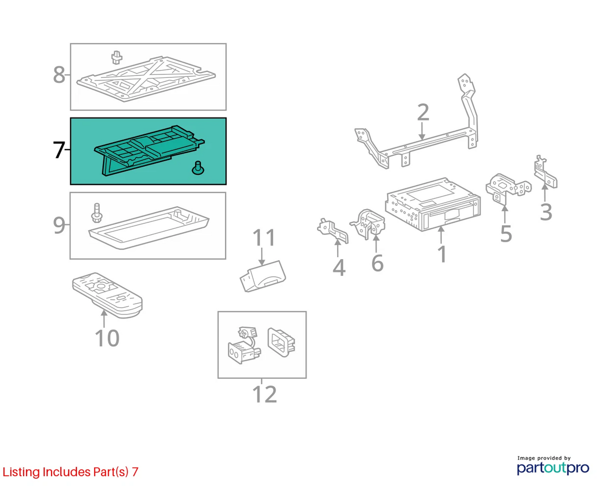 11-14 TOYOTA SIENNA REAR OVERHEAD ROOF MOUNTED DVD DISPLAY SCREEN 86680-45090-B0