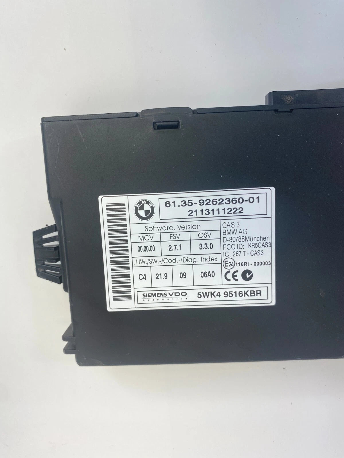 2009-2011 BMW 328I XDRIVE COMFORT ACCESS CONTROL MODULE 6135-9262360-01 OEM