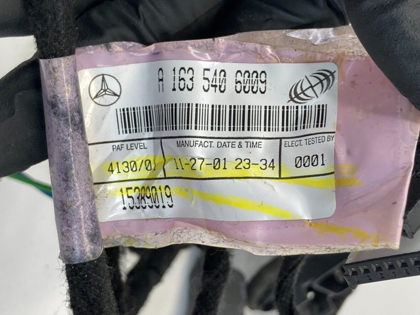 98-03 Mercedes-Benz ML 320 Front Right Side Door Harness Wire Wiring 1635406009