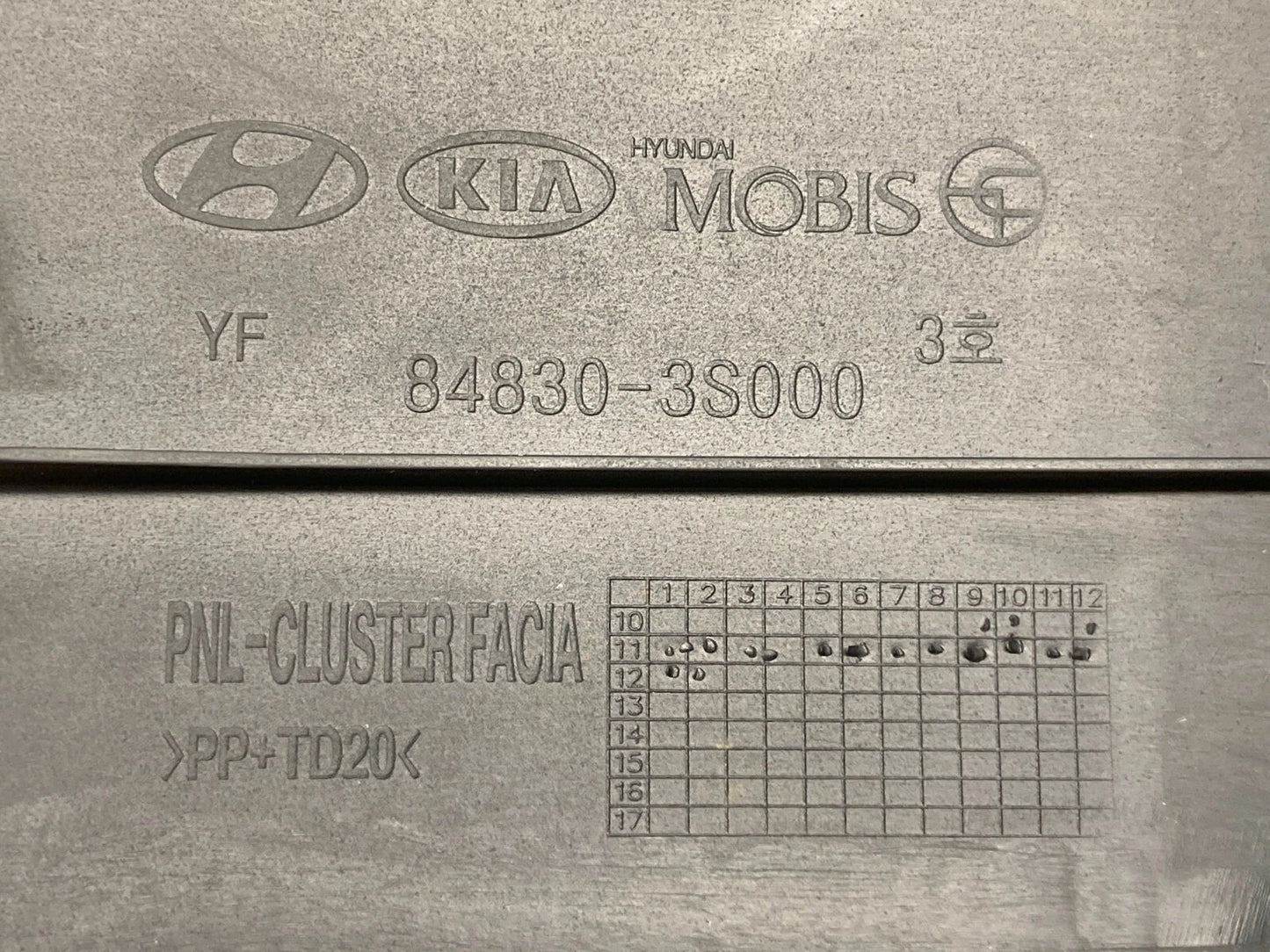 2011-2014 HYUNDAI SONATA SPEEDOMETER CLUSTER VISOR PANEL TRIM 84830-3S000 OEM