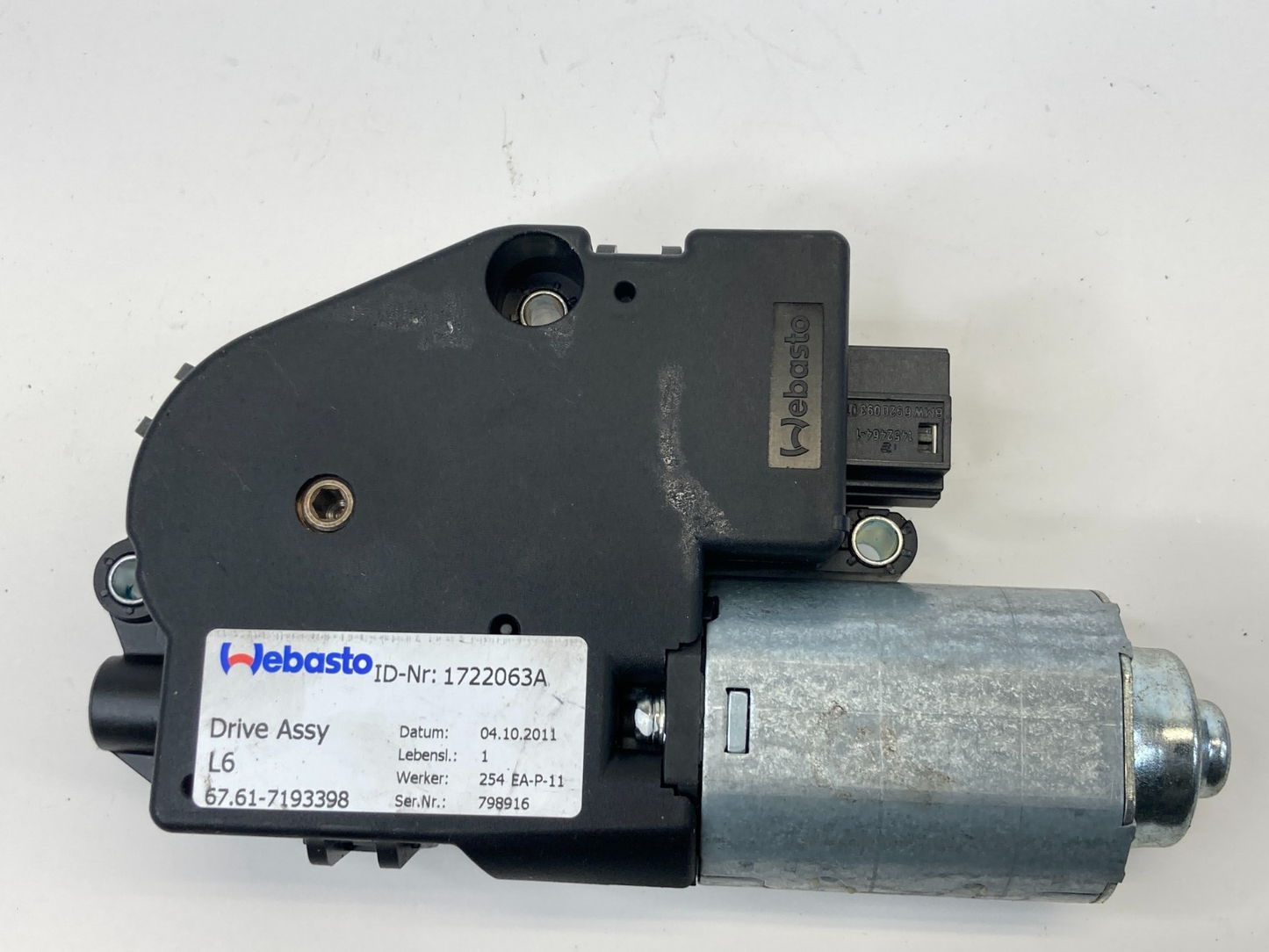 2009-2012 BMW 328i xDrive Sunroof Sun Roof Motor Drive Assy 6761-7193398 OEM