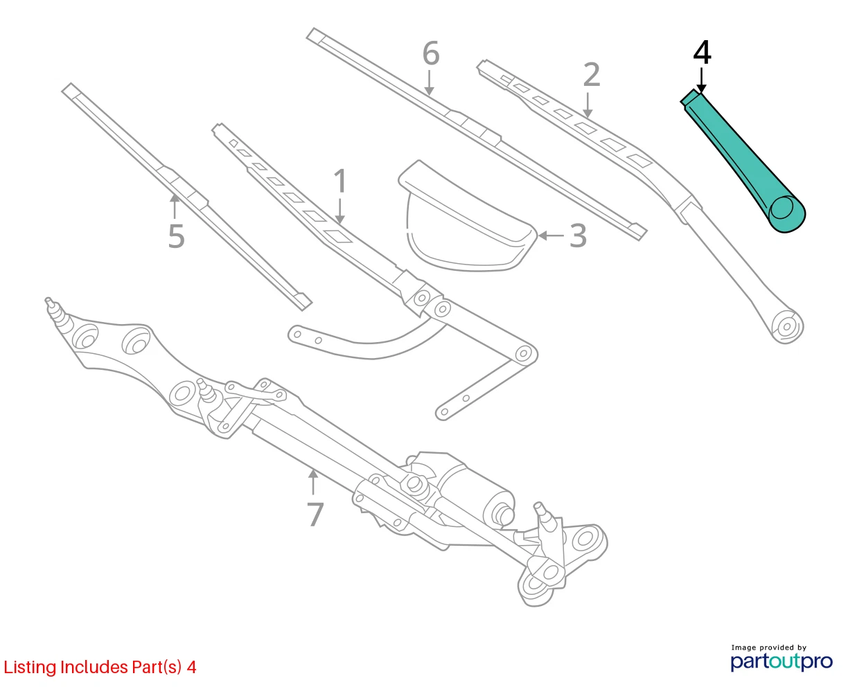 2004-2007 BMW 530I LEFT SIDE WINDSHIELD WIPER ARM COVER 61617037356 OEM
