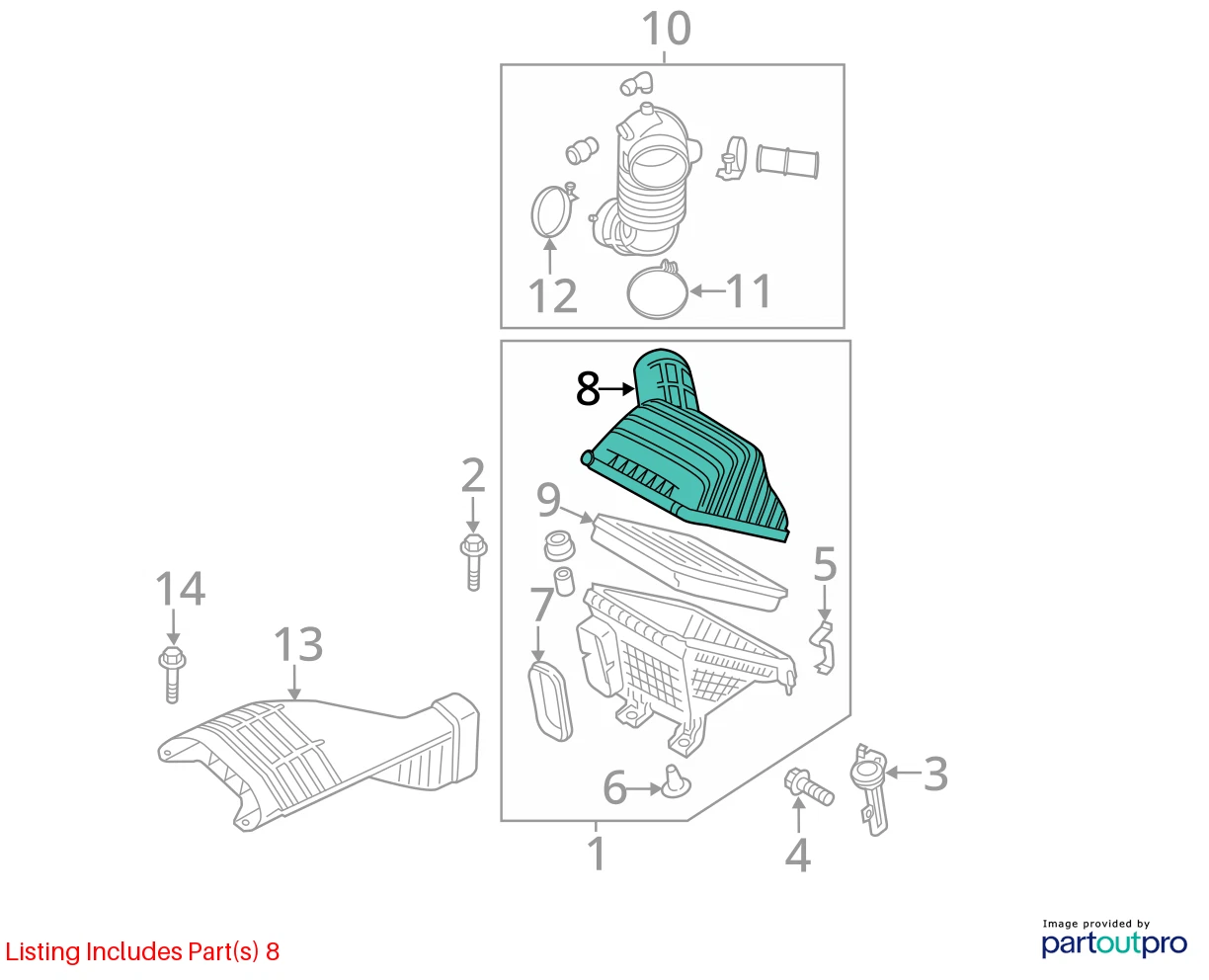 11-14 HYUNDAI SONATA 2.0L AT AIR INTAKE CLEANER BOX UPPER COVER TRIM 28111-3Q500
