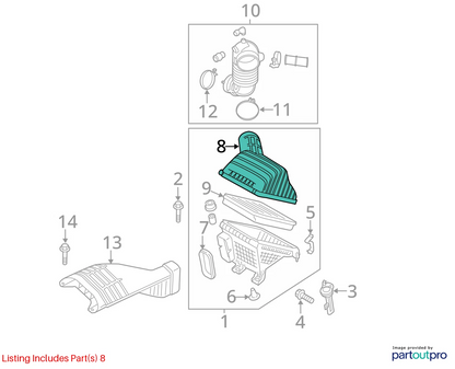 11-14 HYUNDAI SONATA 2.0L AT AIR INTAKE CLEANER BOX UPPER COVER TRIM 28111-3Q500