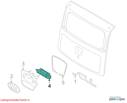 10-13 KIA SOUL REAR TRUNK TAILGATE HANDLE BEZEL MOUNT W/ MOLDING 87376-2K000
