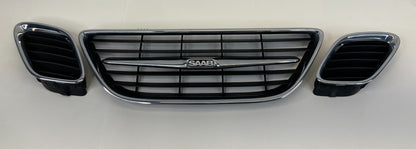 2003-2007 Saab 9-3 Sedan Front Bumper Radiator Center Grille Set of 3 12787228