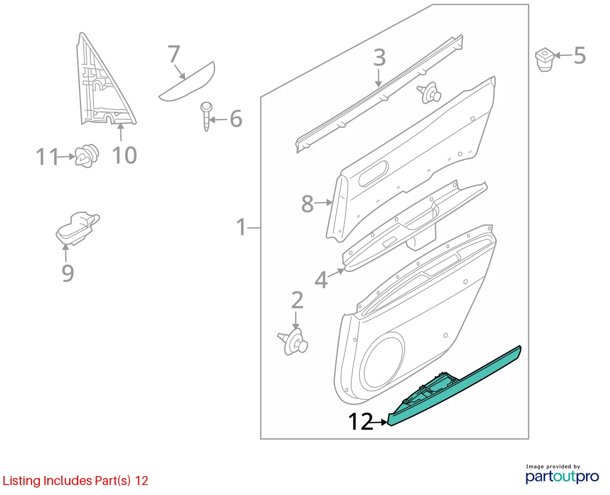 10-12 MAZDA CX-7 REAR RIGHT RR RH DOOR MOLDING PANEL BEZEL TRIM EH46-68-D41A