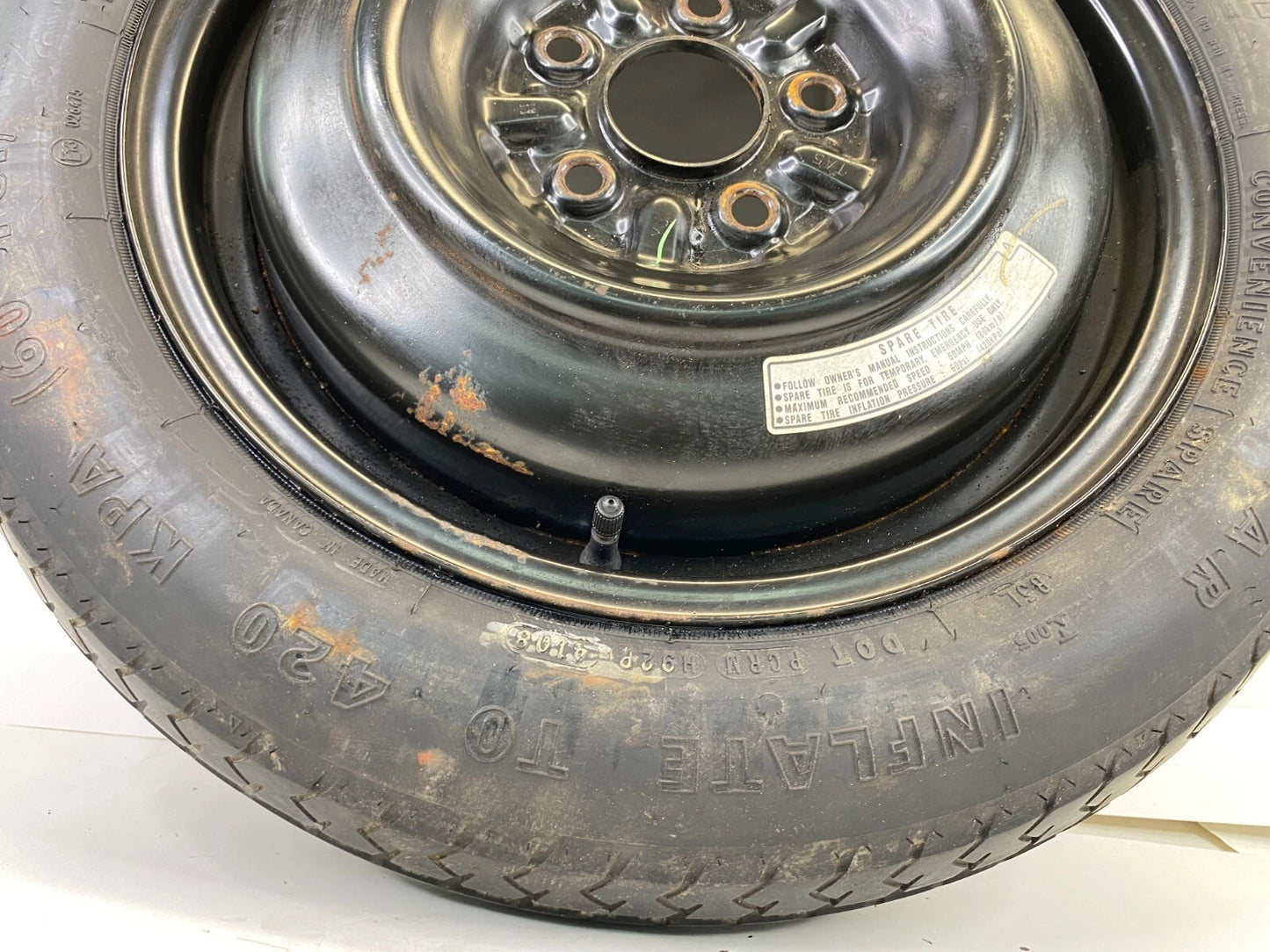 08-12 HONDA ACCORD SPARE TIRE 16" R16 WHEEL COMPAT DONUT T135/80D16 101M 16X4