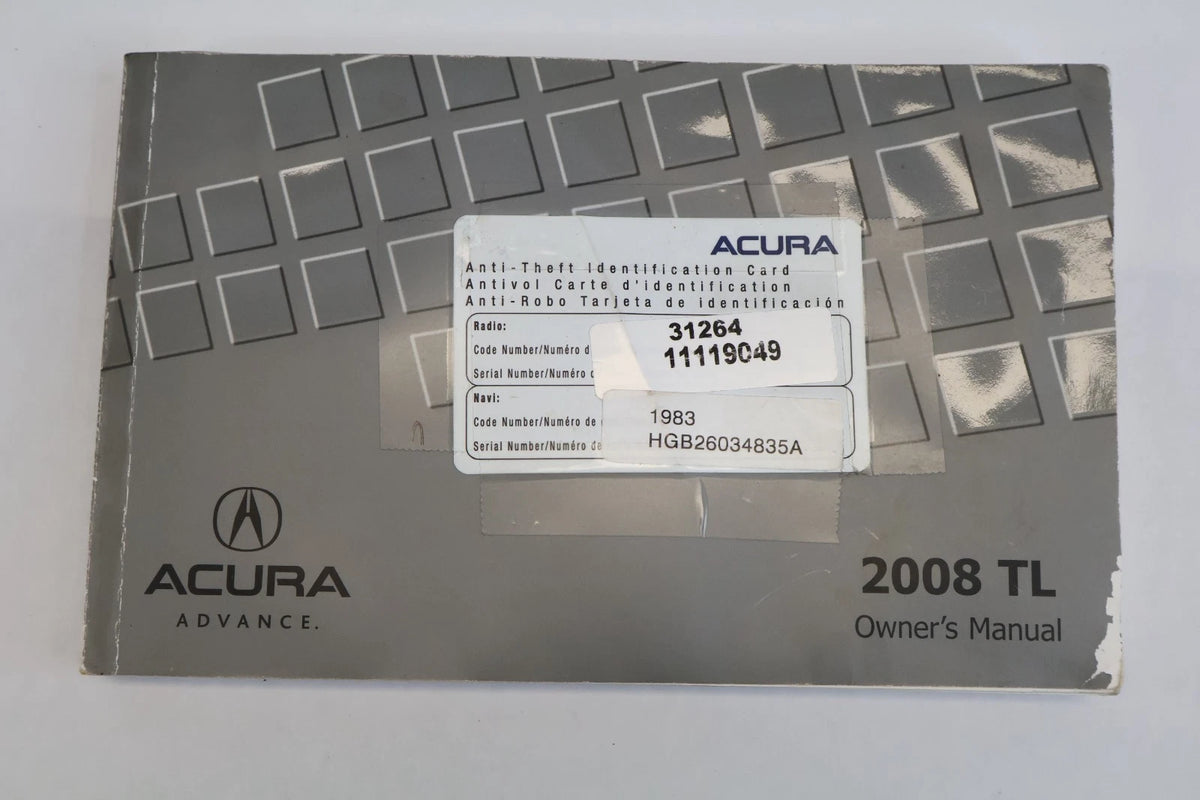 2008 ACURA TL OWNERS MANUAL CONSUMER INFO WARRANTY BOOK NAVIGATION & CASE