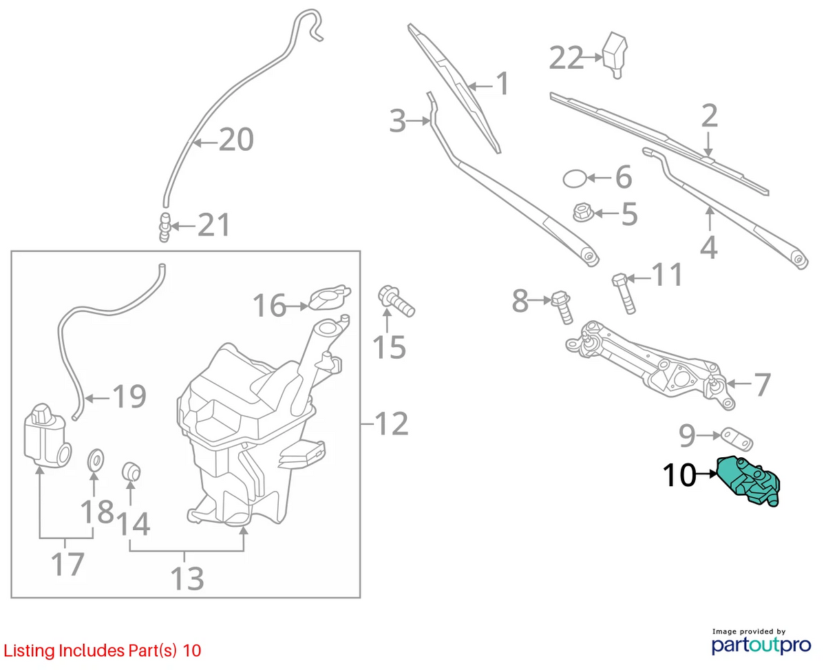 2012-2017 HYUNDAI ACCENT FRONT WIPER MOTOR W/ LINKAGE TRANSMISSION 98110-1R000