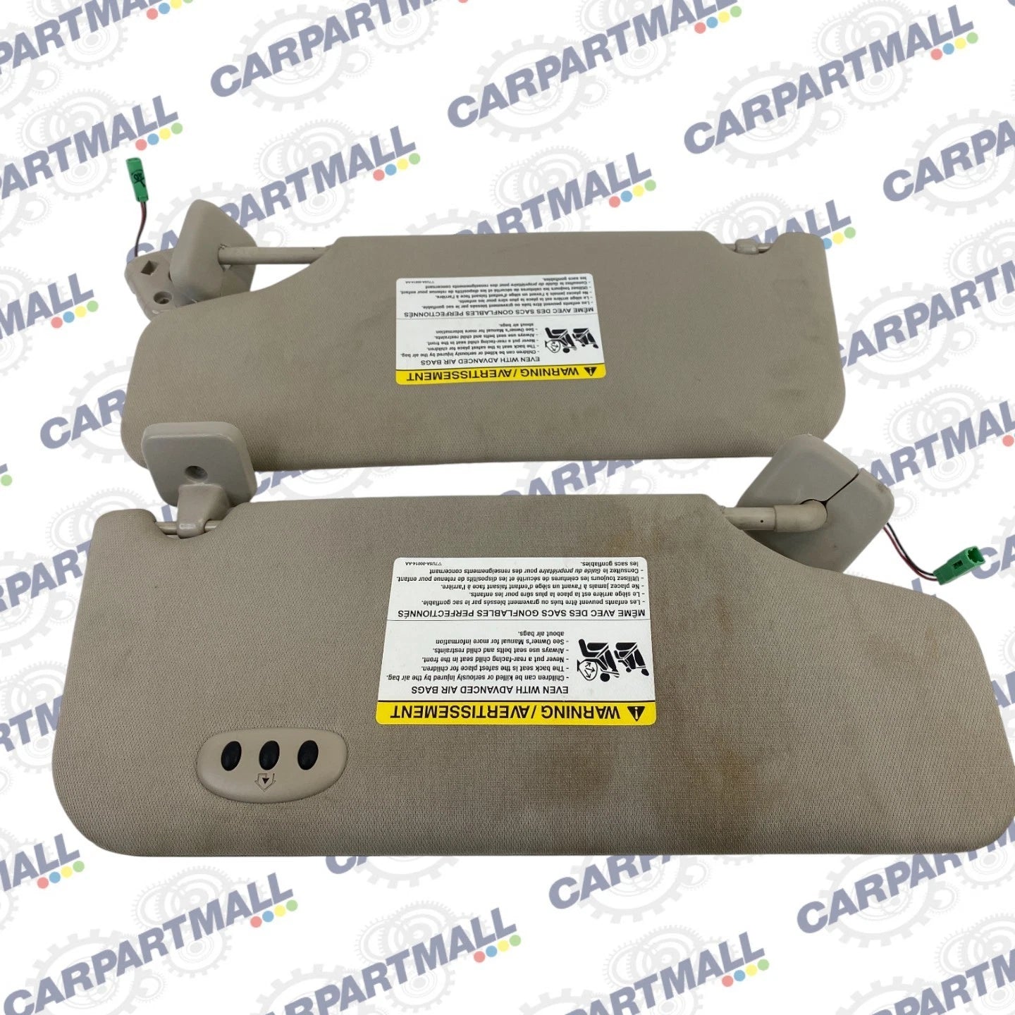 2010 2011 FORD TAURUS LEFT & RIGHT SIDE SUN VISOR SET PAIR W/ GARAGE OPENER OEM