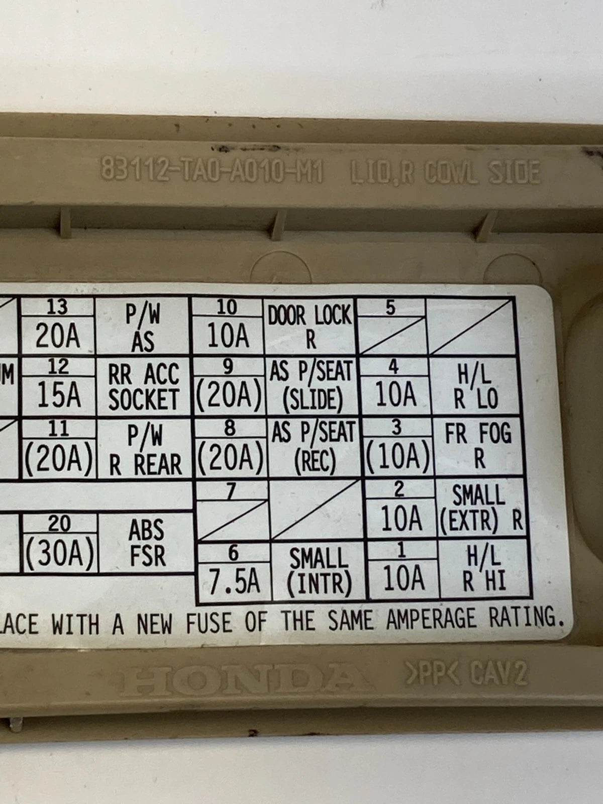 2008-2012 Honda Accord Right Lower Dash Interior Fuse Box Cover 83112TA0A010 OEM