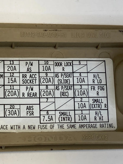 2008-2012 Honda Accord Right Lower Dash Interior Fuse Box Cover 83112TA0A010 OEM