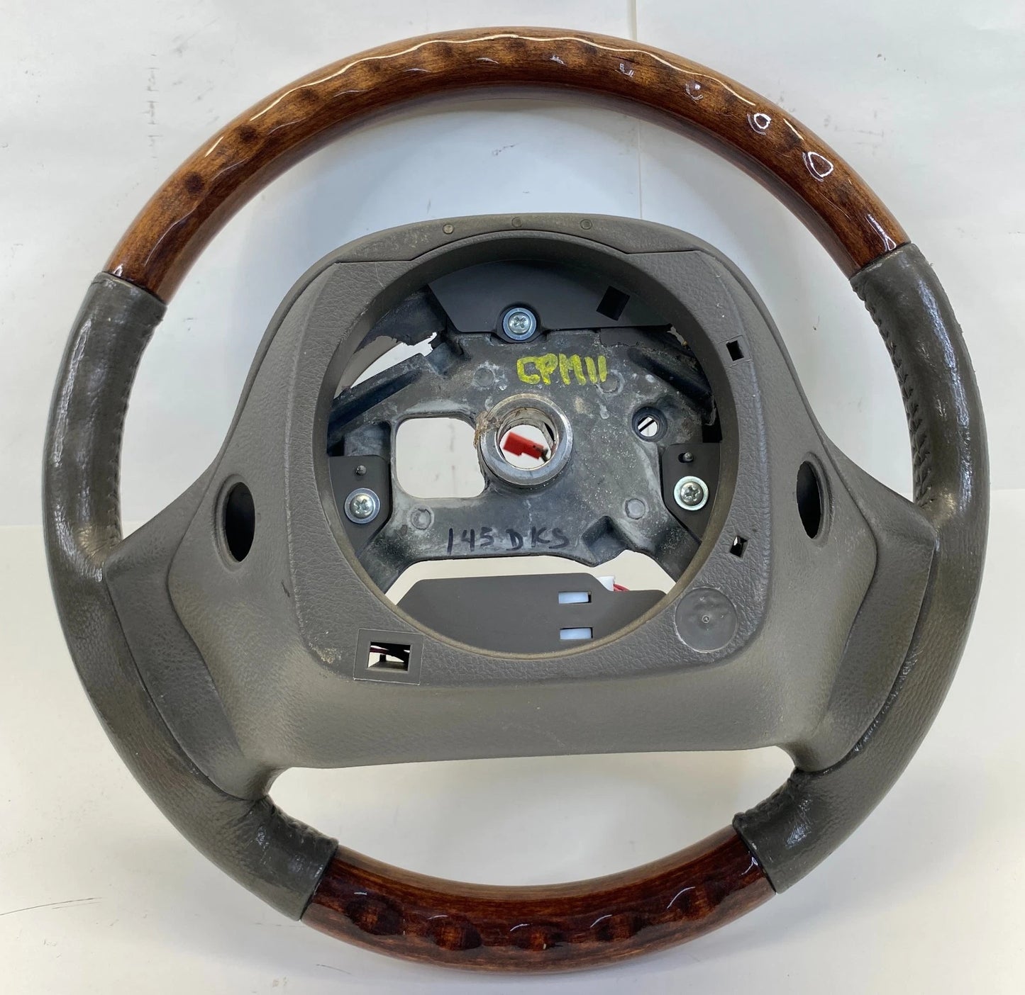 2003-2004 LINCOLN TOWN CAR WOOD GRAIN LEATHER STEERING WHEEL STONE GRAY OEM