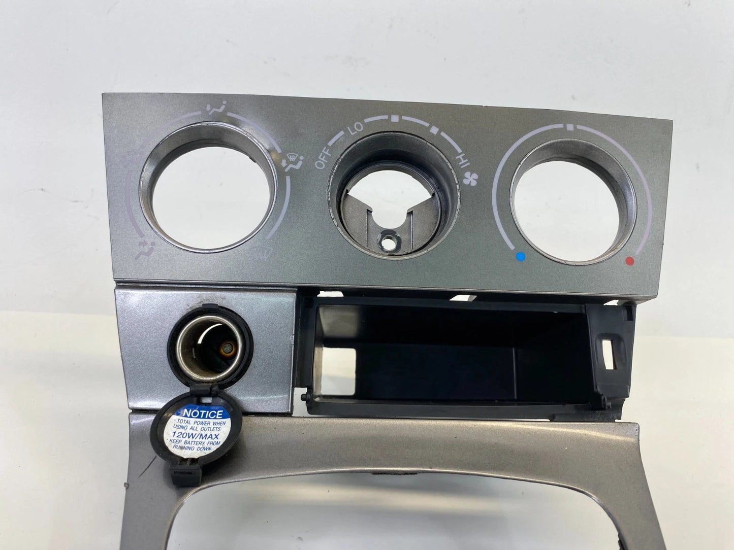 03-08 Pontiac Vibe Shifter Climate Control Trim Bezel w Storage & Power Outlet