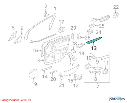 06-10 MERCEDES-BENZ R350 07-09 R320 FRONT RIGHT SIDE DOOR TRIM MOLDING PANEL OEM