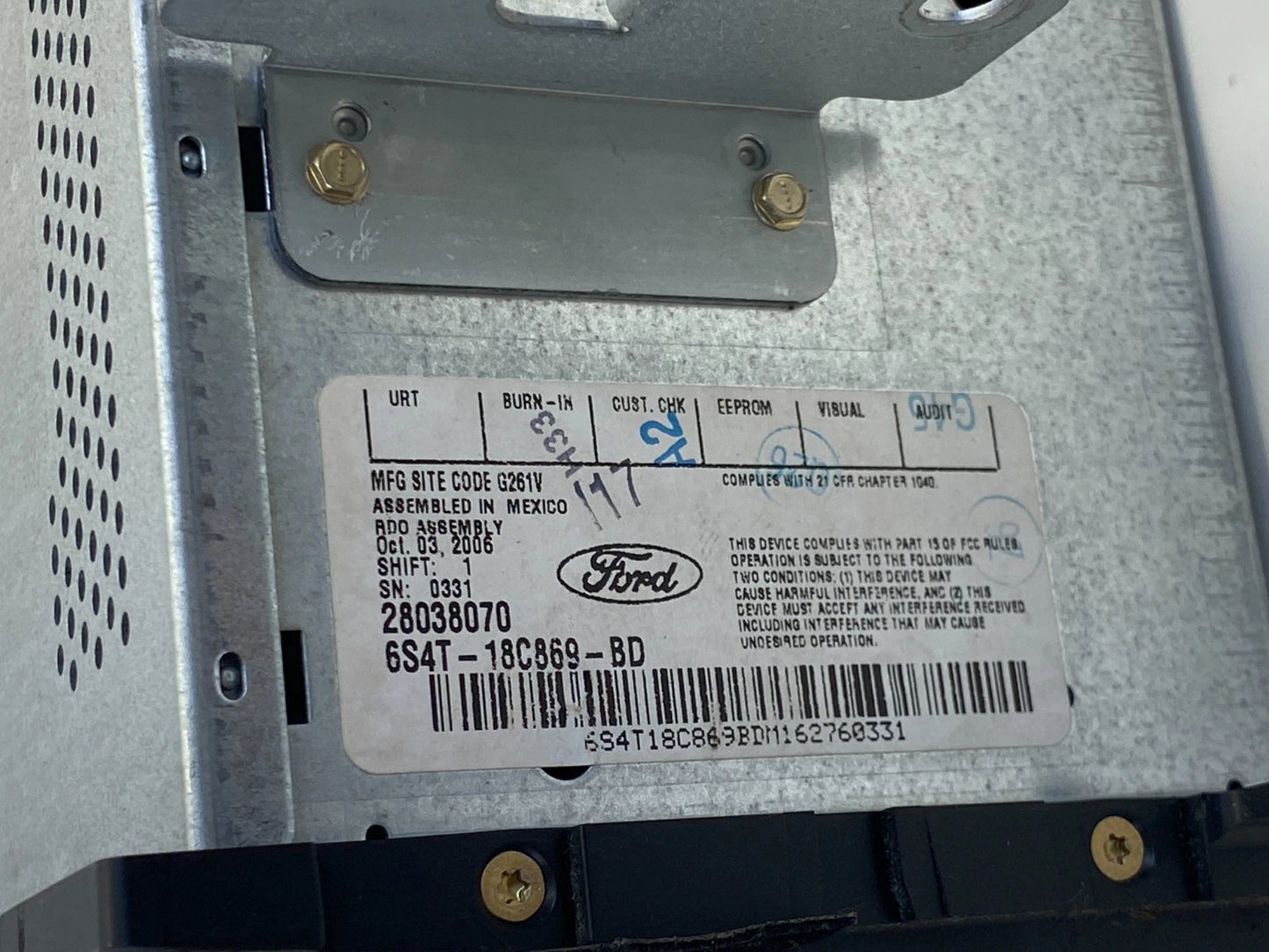 2005-2007 FORD FOCUS FREESTAR RADIO RECEIVER 6CD MP3 PLAYER ASSY 6S4T18C869B OEM