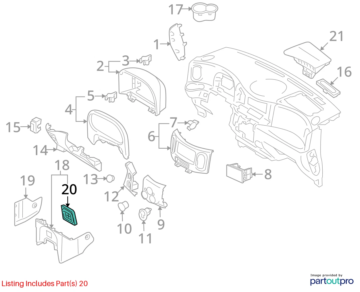 2009-2014 NISSAN CUBE DASH BRACKET INSTRUMENT LOWER COVER TRIM 68926-1FC1A OEM
