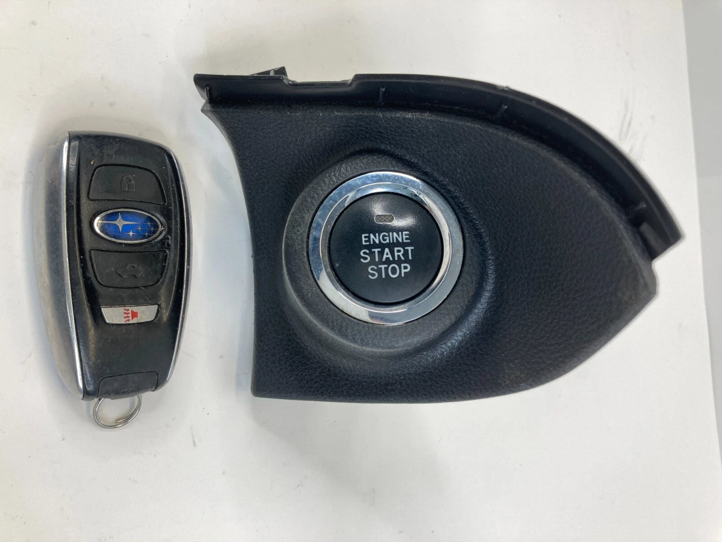17-23 SUBARU IMPREZA ENGINE START STOP IGNITION SWITCH BUTTON BEZEL W/ KEY OEM