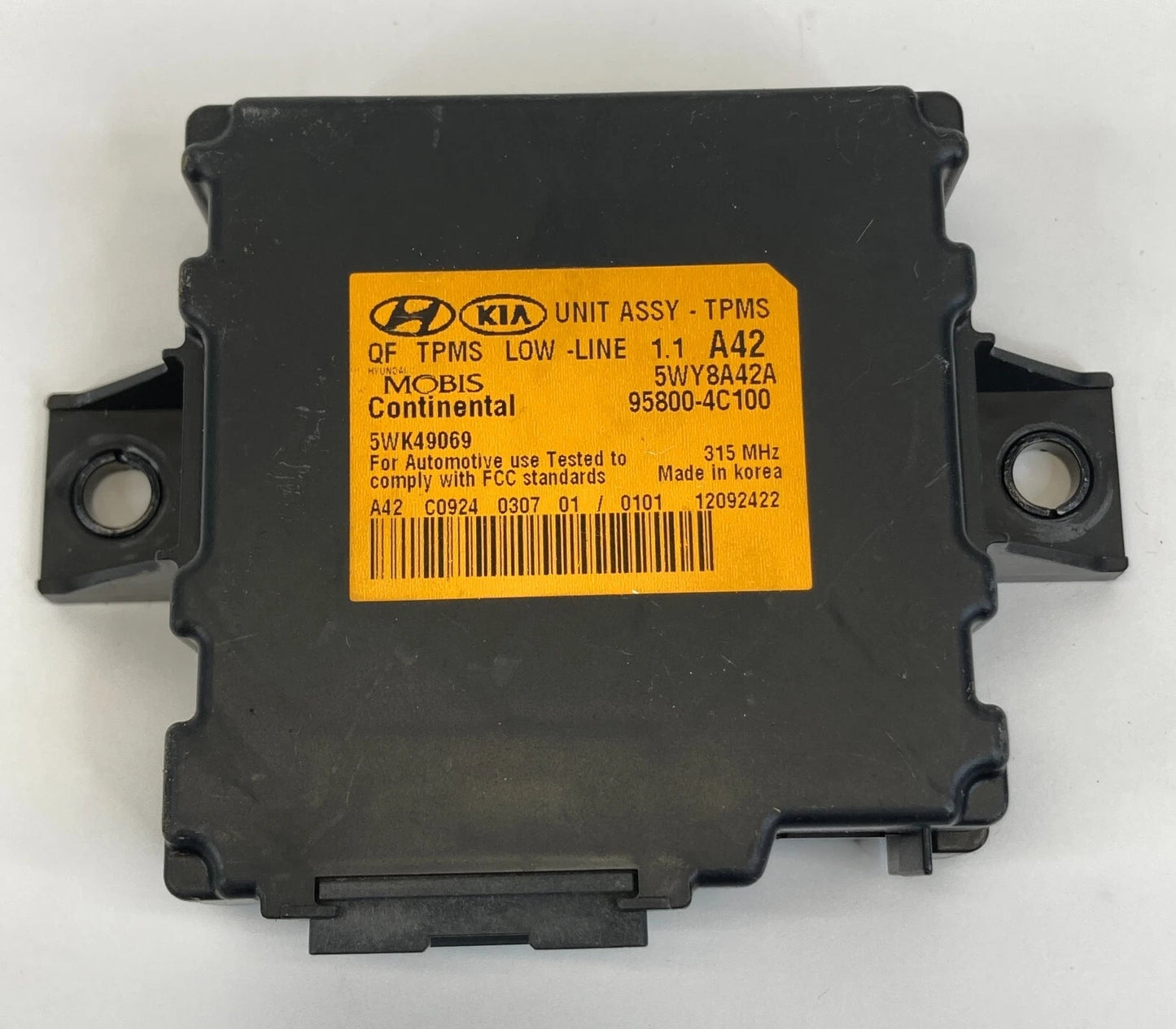2012 2013 KIA OPTIMA 2.4L SEDAN TIRE PRESSURE MONITOR CONTROL MODULE 95800-4C100