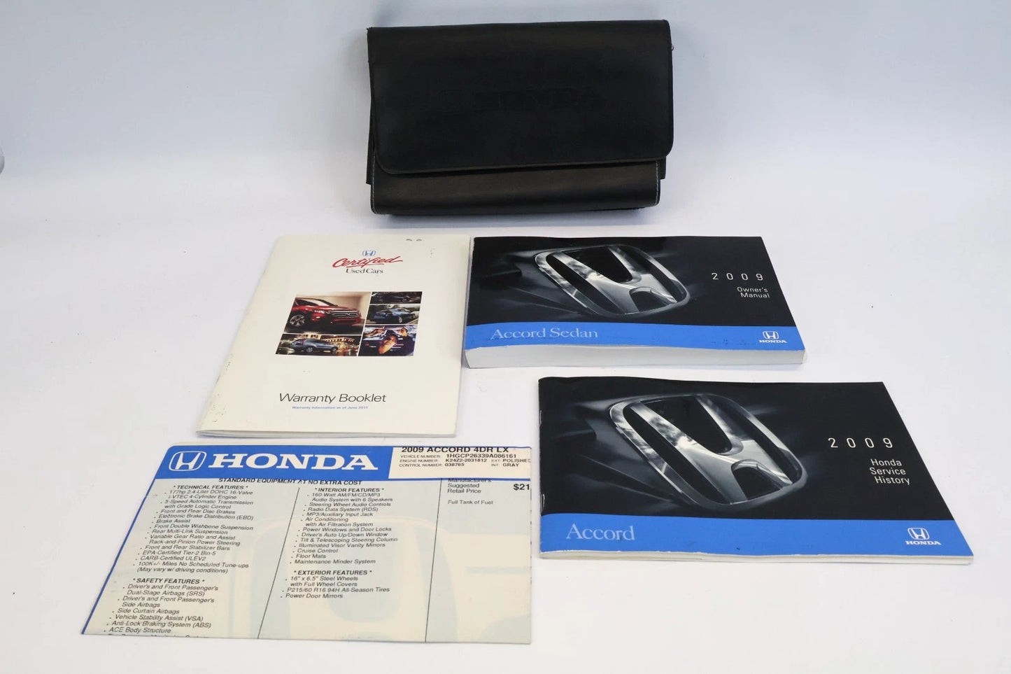 2009 09 HONDA ACCORD OWNERS MANUAL WARRANTY INFORMATION GUIDE BOOKS W/ CASE OEM