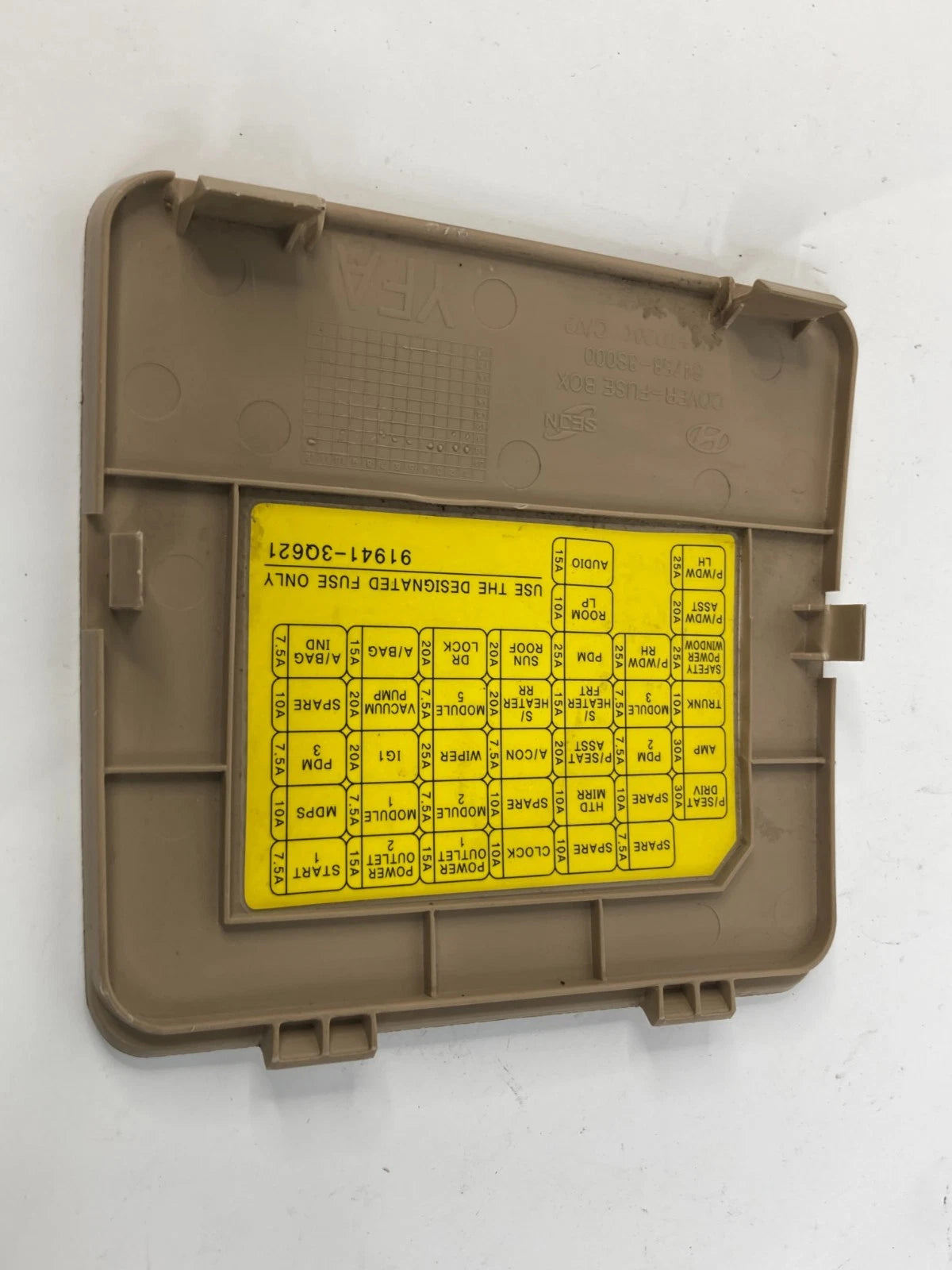 2011-2015 HYUNDAI SONATA LOWER DASH FUSE BOX TRIM COVER LID TAN 84758-3S000 OEM