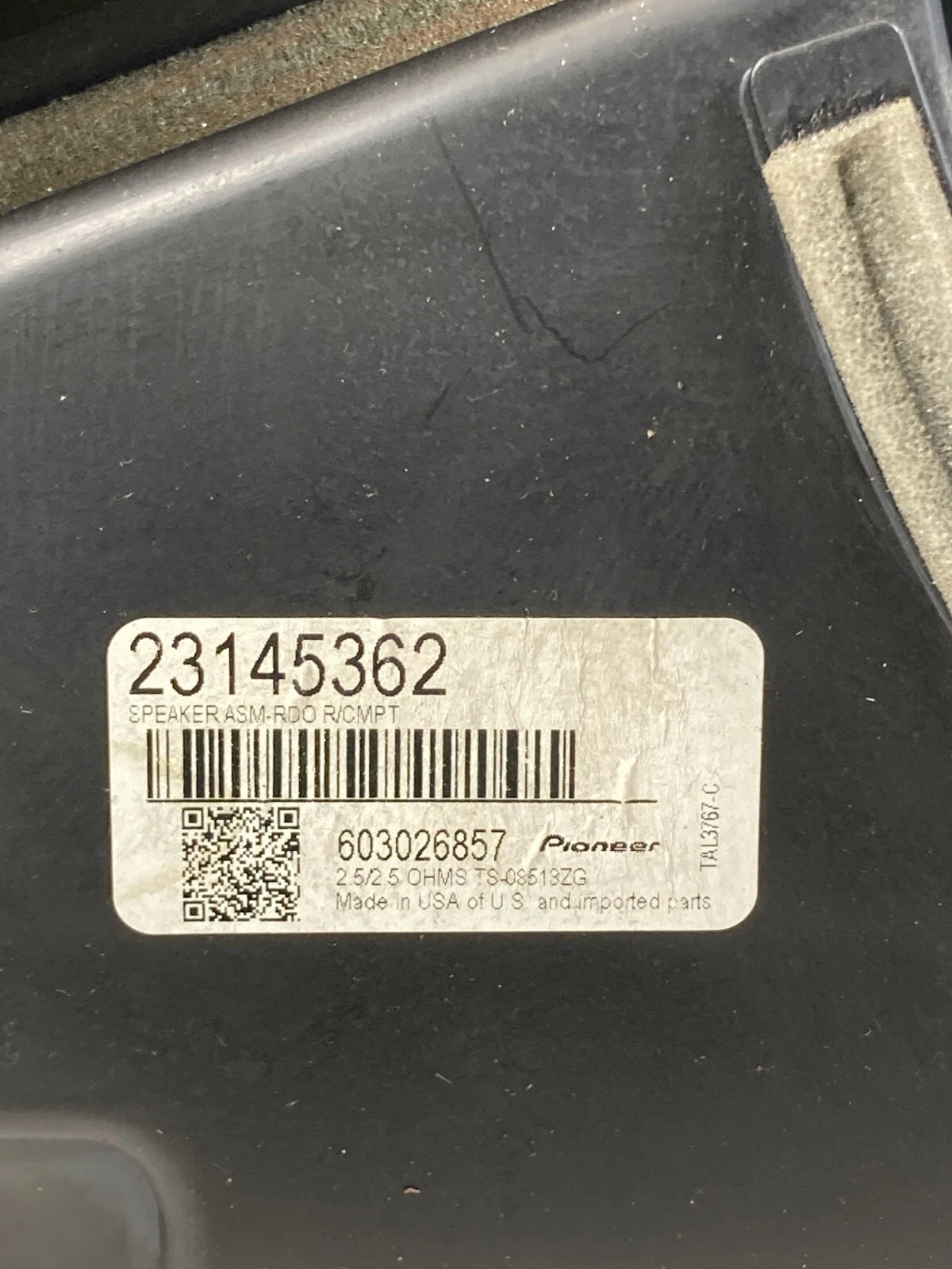 10-17 CHEVROLET EQUINOX GMC TERRAIN REAR AUDIO SPEAKER SUBWOOFER 23145362 OEM