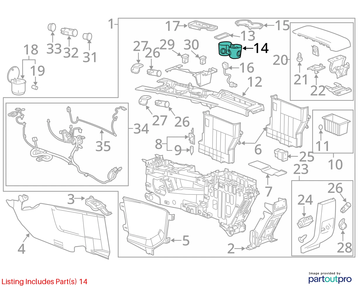 2010-2017 CHEVROLET EQUINOX TERRAIN CENTER CONSOLE CUP HOLDER INSERT 20922733