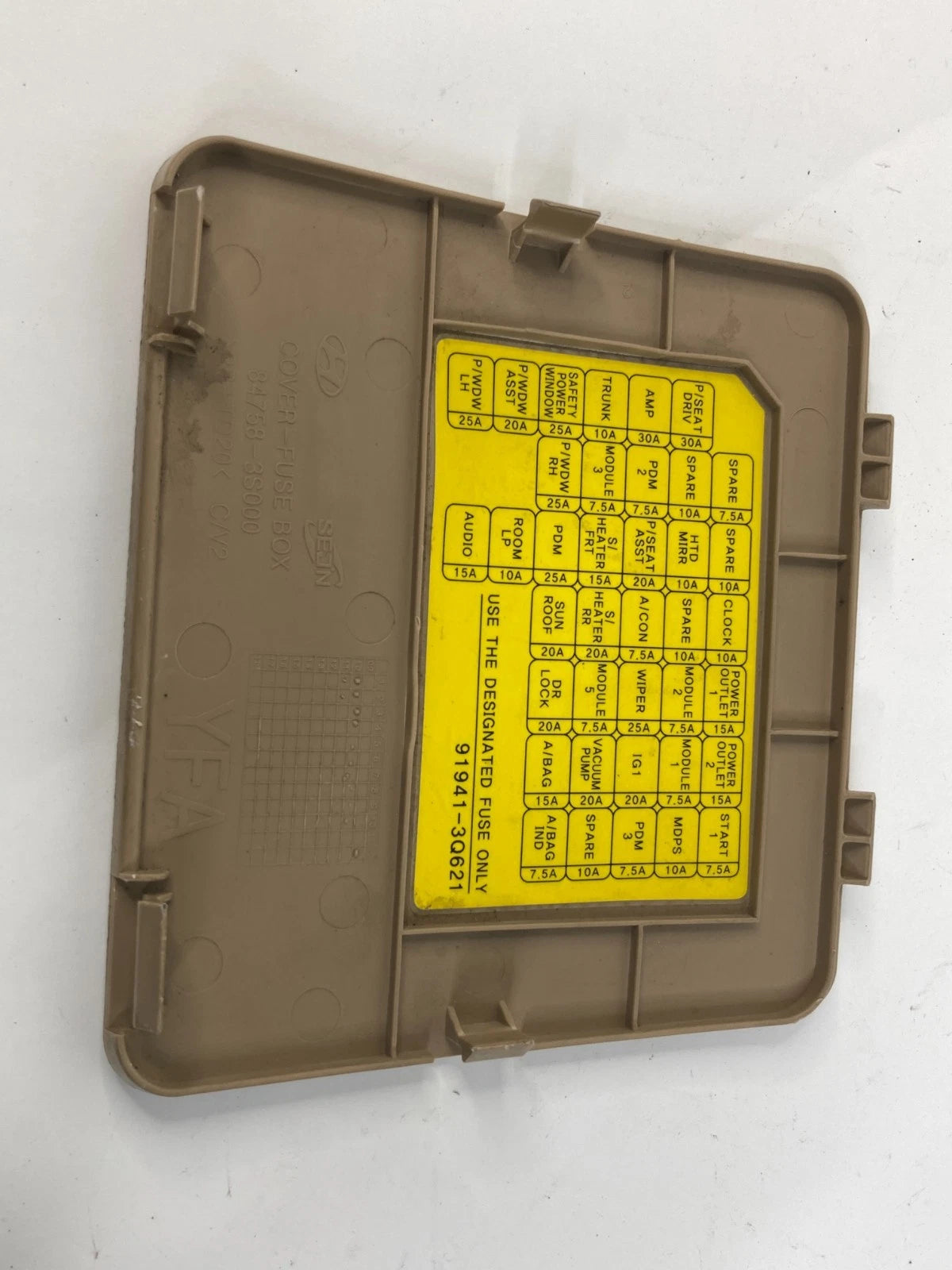 2011-2015 HYUNDAI SONATA LOWER DASH FUSE BOX TRIM COVER LID TAN 84758-3S000 OEM