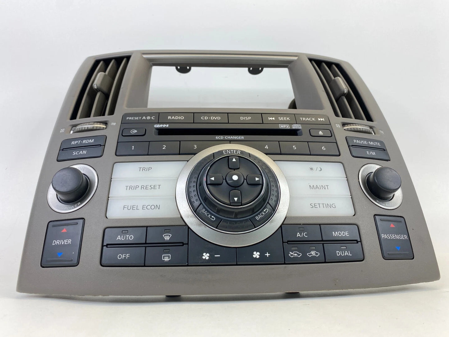 06-08 INFINITI FX35 DASHBOARD RADIO NAVIGATION PLAYER CLIMATE CONTROL BEZEL TRIM