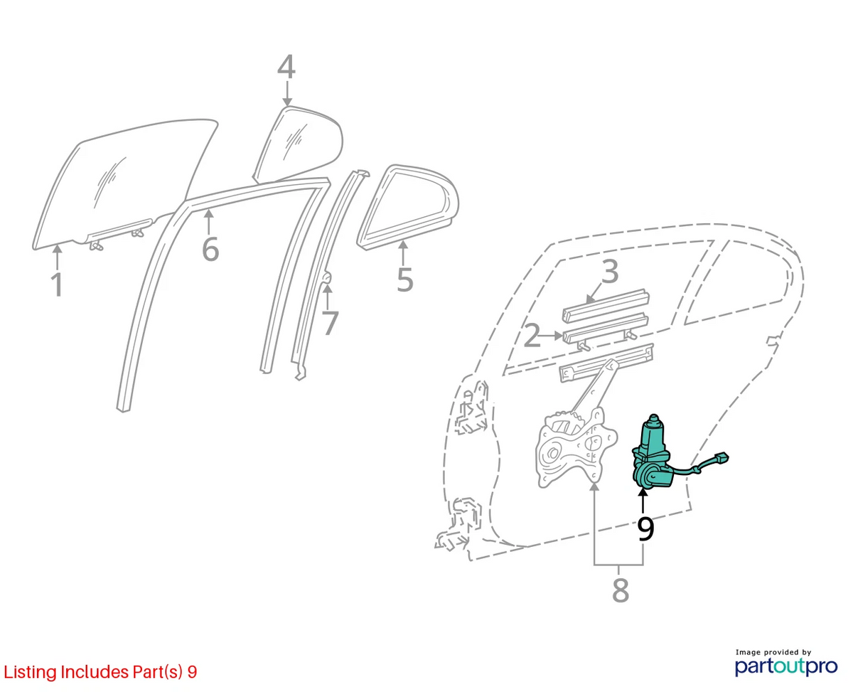 1998-2005 LEXUS GS300 REAR RIGHT SIDE DOOR WINDOW MOTOR REGULATOR 85720-30291