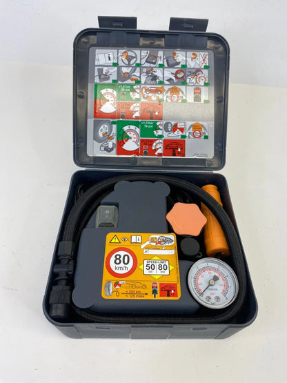 11-18 VOLVO S60 TIRE REPAIR KIT AIR COMPRESSOR PUMP / TOW HOOK SET OEM