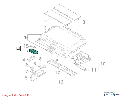 1999-2001 AUDI A4 SEDAN SUNVISOR SUN VISOR VANITY OVERHEAD LIGHT 4D0947105A