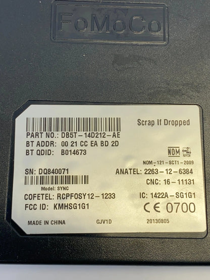 2014 2015 FORD FOCUS SYNC COMMUNICATION CONTROL MODULE COMPUTER BDT5T-14D212-AE