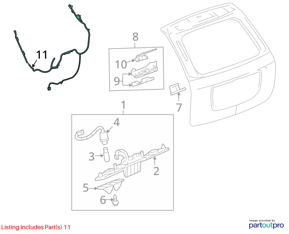 2007-2009 CHEVY EQUINOX REAR TRUNK DRIVER SIDE LIFTGATE WIRING HARNESS 25995501