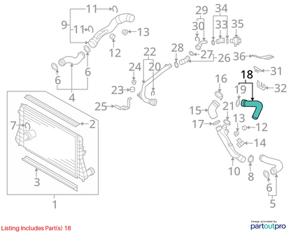 2006-2008 VOLKSWAGEN GTI 2.0L L4 16V TURBO AIR INTERCOOLER PIPE HOSE 1K0145845